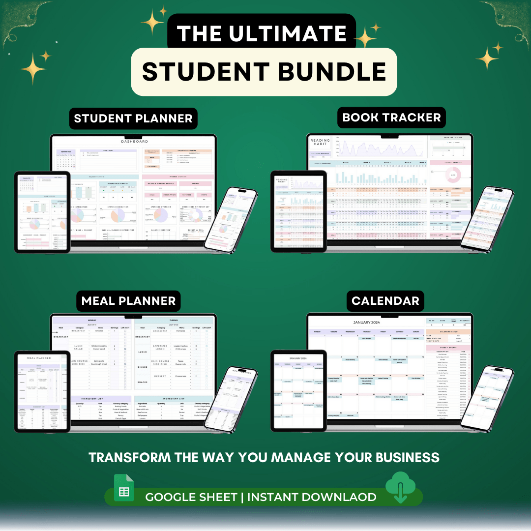 Student Planner Spreadsheet Bundle