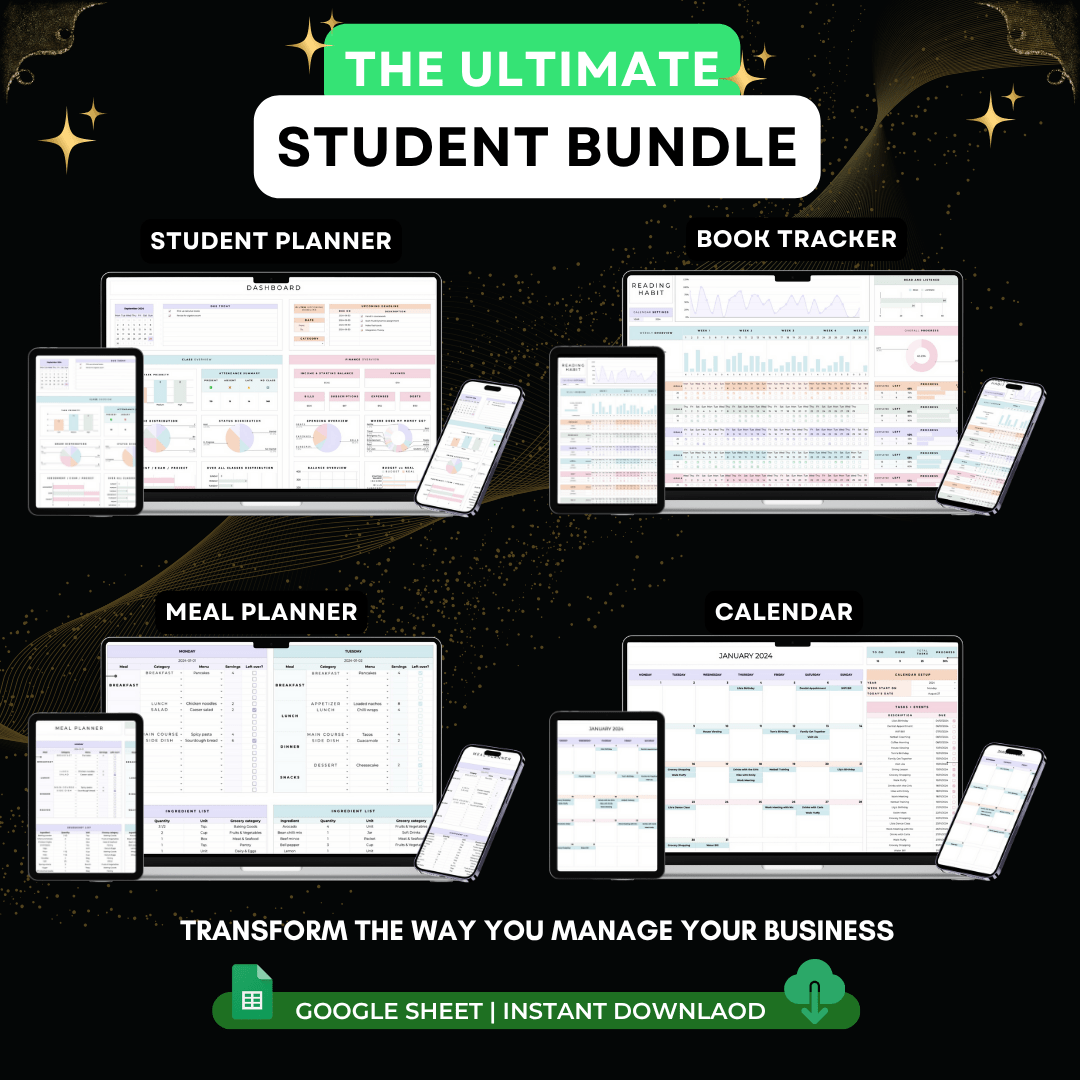 Student Planner Spreadsheet Bundle