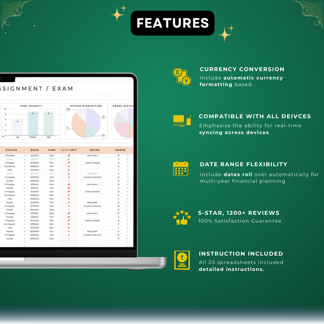 Student Planner Spreadsheet Bundle