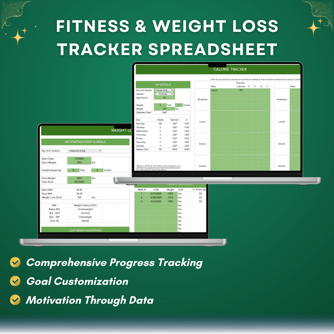 Health & Fitness Spreadsheet Bundle