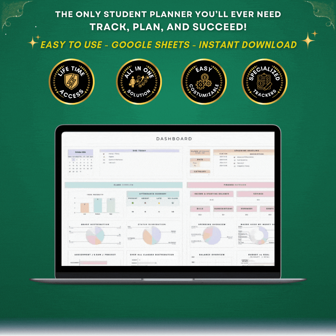 Student Planner Spreadsheet Bundle